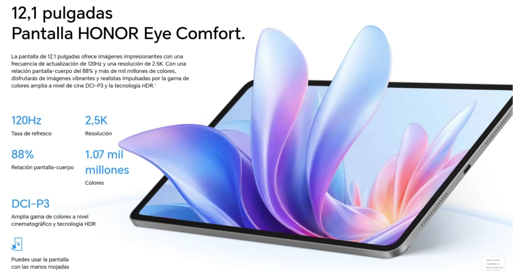 Honor Pad 10 detalles pantalla