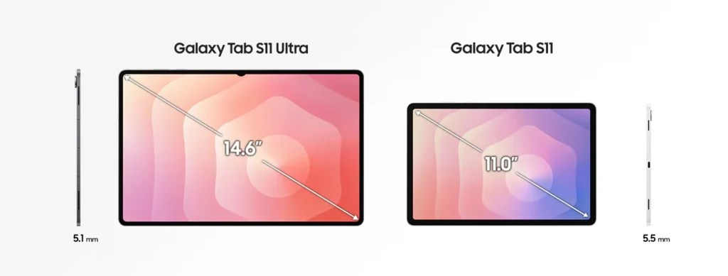 Samsung Galaxy Tab S11 y Samsung Galaxy Tab S11 Ultra comparativa tamaño